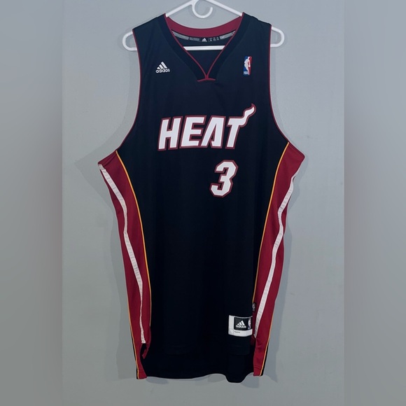 adidas Other - Dwayne Wade Black #3 Miami Heat adidas Authentic NBA Throwback Basketball Jersey